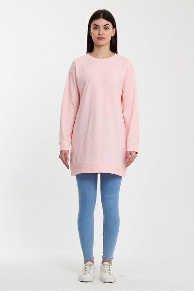 Gippe Collection Krem Bisiklet Yaka Basic Örme Sweatshirt 10390