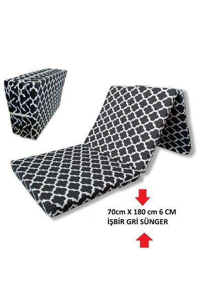 Mor Minder Katlanır Yer Yatağı Tek Kişilik Sünger Minder Yatak 70x180cm 6 Cm Grı Kalın Sunger Karacatı Model