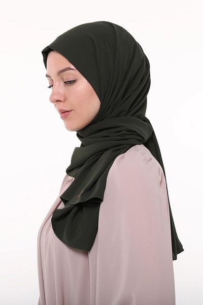 Altobeh Medina Dark Khaki Silk Flat Hijab Σάλι