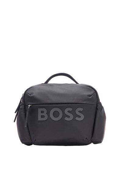 BOSS Men's Zippered Strap Black Handbag with Logo Detail50516894-001