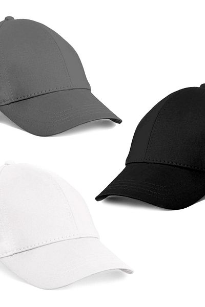 Eke Tekstil Unisex Set of 3 Grey, White and Black Color Baseball Cap