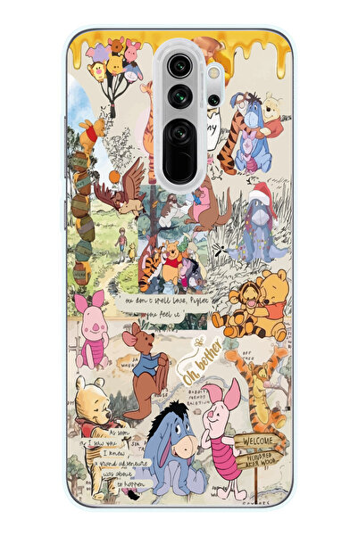 Magic Ring Redmi Note 8 Pro Uyumlu Winnie The Pooh Kolaj Tasarımlı Şeffaf Tel...