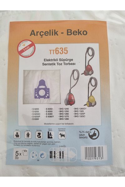 Popüler متوافق مع Arçelik S 6380 Y - 5 أكياس غبار للمكنسة الكهربائية