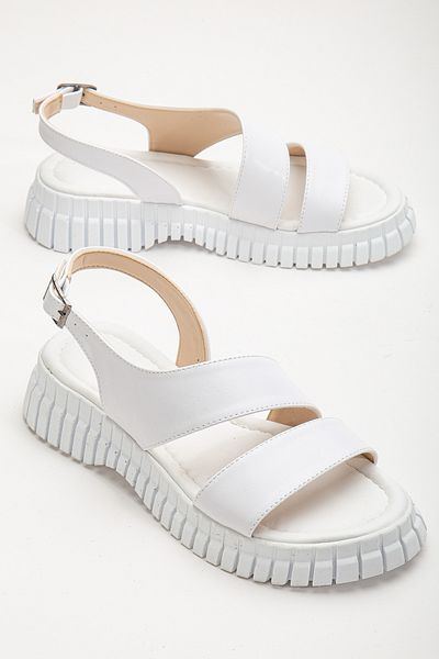 Tonny Black Women's White Ankle Strap Single Strap Poly High Sole Sandals
