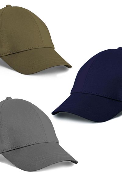 Eke Tekstil Unisex Set of 3 Khaki, Gray and Navy Blue Color Baseball Cap