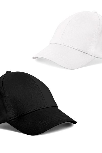 Eke Tekstil Unisex Black and White Color 2-Piece Baseball Cap Set