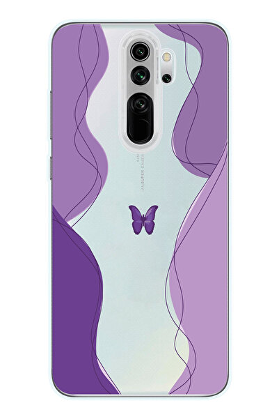 Magic Ring Redmi Note 8 Pro Uyumlu Kelebek Tasarımlı Şeffaf Telefon Kılıfı