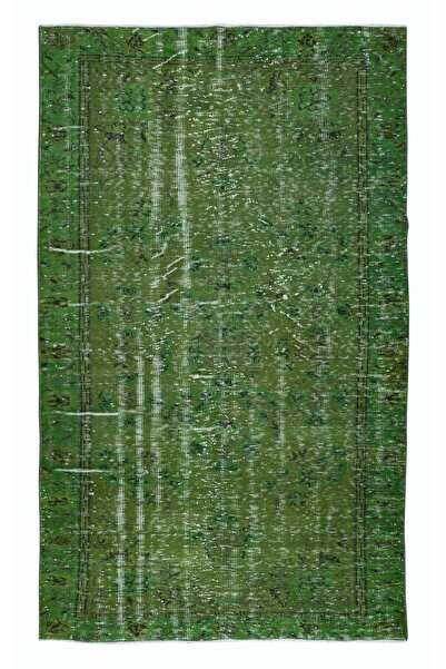 Tekin 163x266 cm El Yapımı Türk Halısı, Yeşil El Dokuması Halı, Modern Yünlü ...