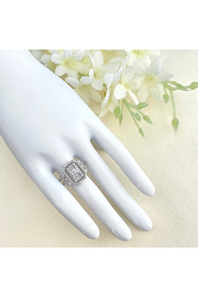 Kyver خاتم باجيت مرصع بأحجار الزركون الفضية ومقاس قابل للتعديل