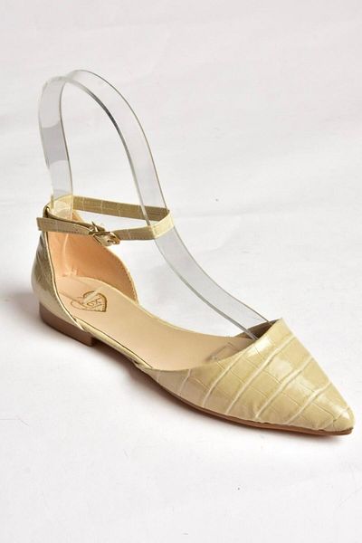 Fox Shoes S726299711 Balerini de damă cu imprimeu crocodil bej