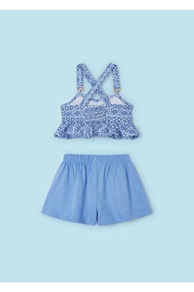 MAYORAL Girl's Crop Suit with Shorts Blue