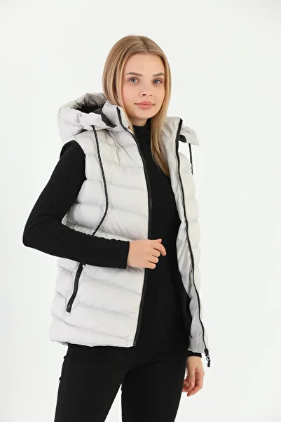 B.HE.Z Women's Gel Padding Cross Model Zippered Removable Hood Vest
