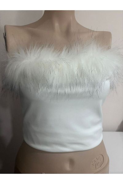 WAY OF LOVE Γυναικεία Γούνινη Crop Sandy Μπλούζα