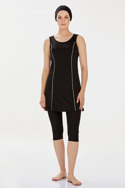 REMSA Sıfır Kol Yarı Kapalı Mayo Marga 9098 Siyah