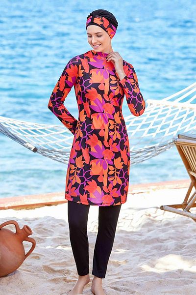 REMSA Lycra Full Covered Hijab Swimsuit Brıelle 9208 Black