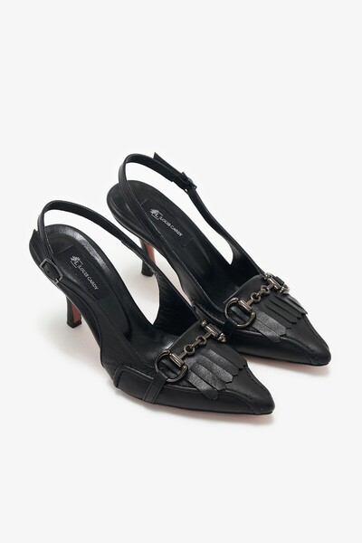 Louis Cardy Draco Black Genuine Leather Women's Heeled Shoes