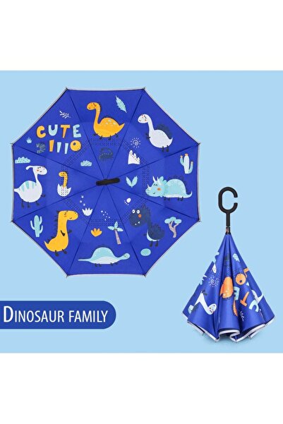 Aksesuar Çocuk Şemsiye Ters Şemsiye Dinasour Family