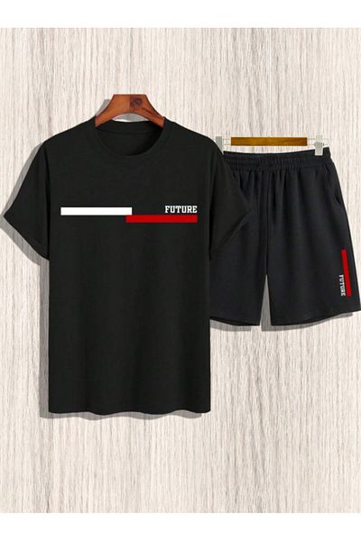 kahire Σετ T-shirt 2 τεμαχίων Σορτς Μαύρο Σετ