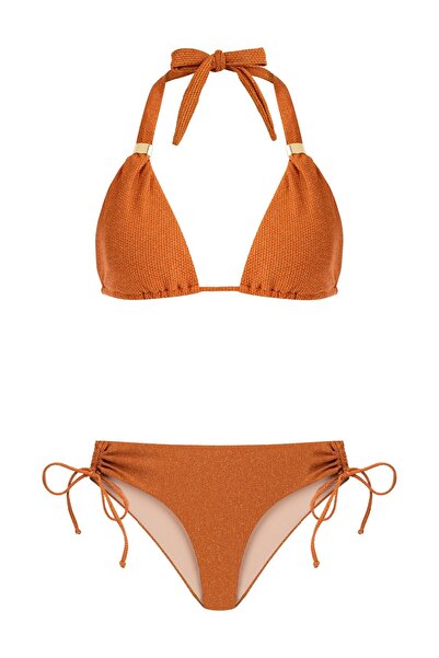 AQUELLA Set de bikini portocaliu cu sclipici triunghi lung