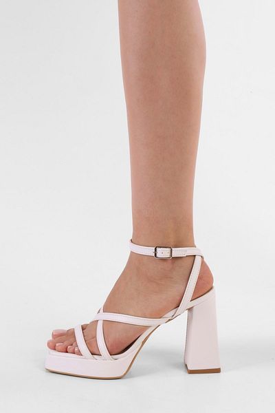 Shoeberry Pantofi cu toc cu platformă Shanty White Skin de damă