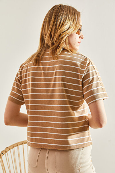 Bianco Lucci Γυναικείο T-Shirt με ριγέ λαιμόκοψη -60241002