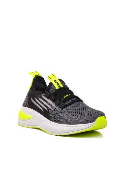 WALKWAY Black White Phosphor Yellow Sports Shoes for Boys