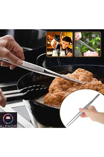 Alphom Stainless Steel Kitchen Tweezers - 30 cm Professional Food and Cook Tweezers