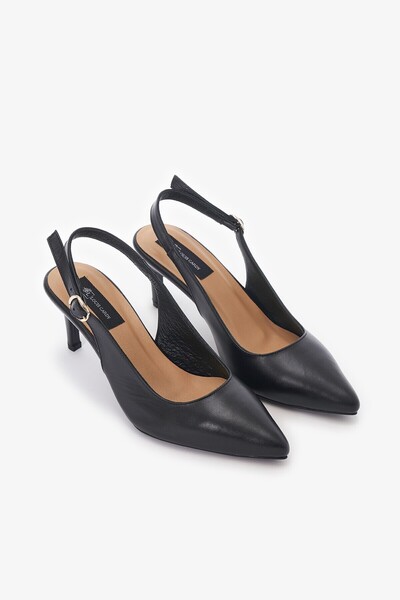 Louis Cardy Larta Black Genuine Leather Women's Heeled Shoes