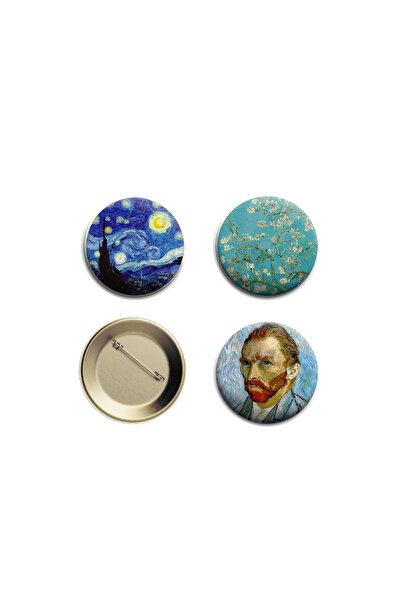 Nemika مجموعة شارات فنسنت فان جوخ مكونة من 3 قطع - شارات زر إبرة