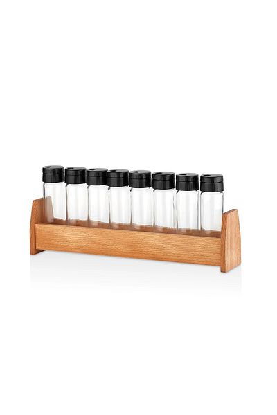 Etka Dizayn Kayra 8-Piece Spice Rack Set, 8-Piece Spice Rack with Wooden Stand