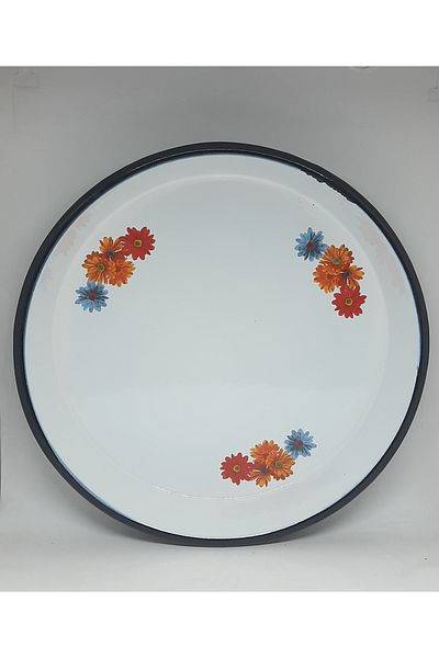 Avşar ENAMEL HOUSE 32 CM DECORATED ENAMEL Oven Tray