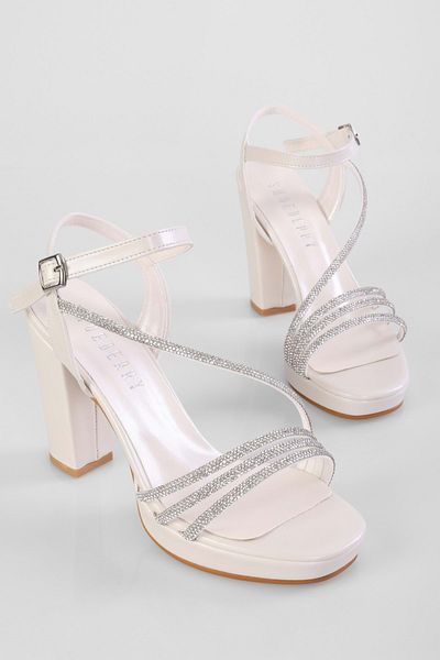 Shoeberry Γυναικεία παπούτσια Sheila Pearl Skin Stone Platform με τακούνι