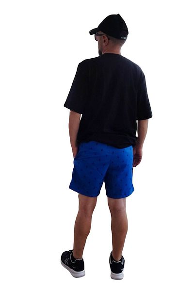 OIL PARK Men's Saks Blue Digital Printed Swim Shorts