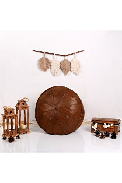 Ottoman Pouffe Art Deco El Yapımı Hakiki Deri Orijinal Bohem Ottoman Puf Yer ...