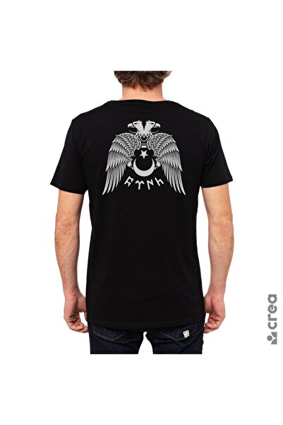 Crea Eymer Wear Чорна футболка з коміром-стійкою, 100% бавовна - з подвійною ...