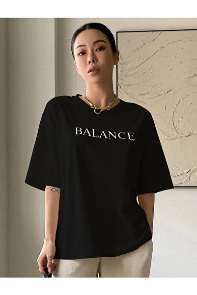 NİCE Γυναικείο μπλουζάκι Black Balance Printed