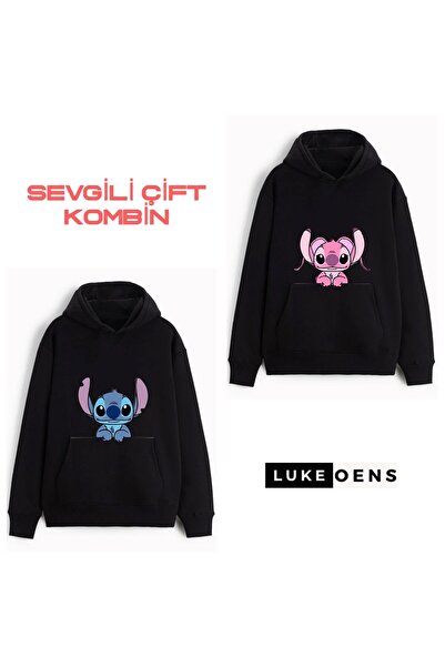 NİCE -Stitch Lover Couple Combination Oversize Hoodie