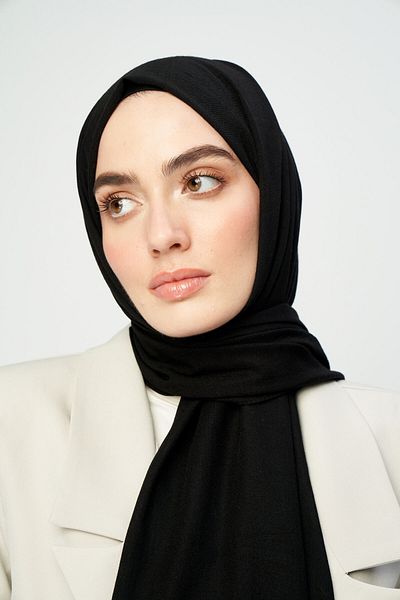 Modakaşmir Kraş Cotton Shawl Black