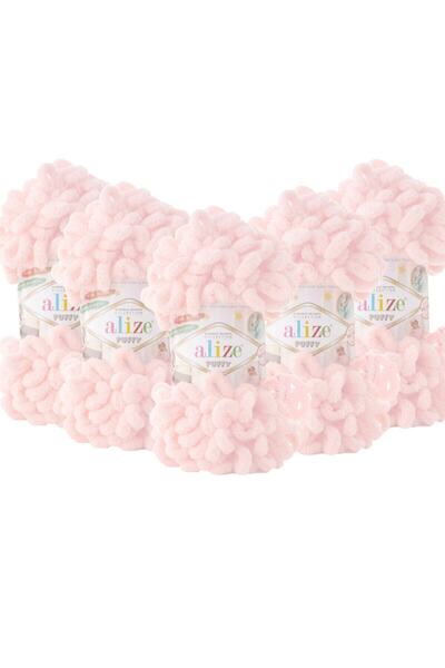 Alize 6 Pieces Puffy for 90X90 Baby Blanket Crystal Pink 639
