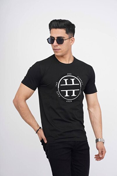 Est Estola Ανδρικό μπλουζάκι από βαμβακερό Lycra Slim Fit Crew Neck