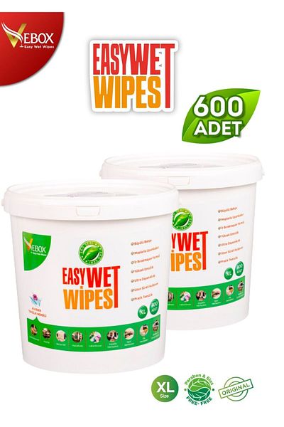VEBOX Easy Wet Wipes Bucket Wet Wipes Magical Garden Scented Eco 2 Pack 600 Pieces