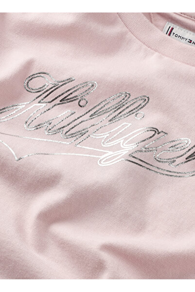 Tommy Hilfiger Printed Pink Women's T-Shirt Hilfiger Script Tee S/S