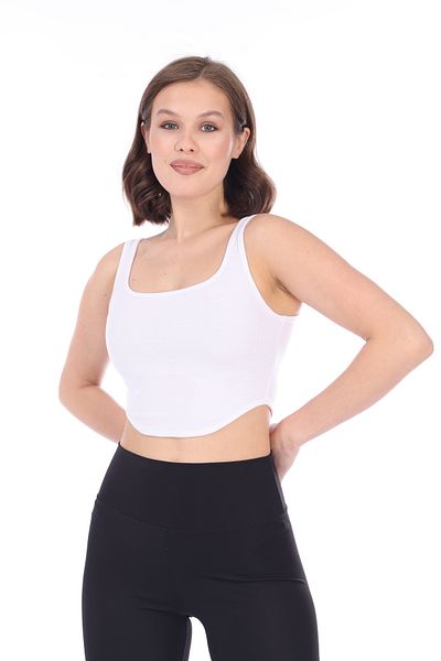 Tight Lady Women's White Back Zippered Ribbed Camisole Crop Top