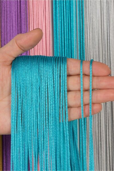 Saççax Exclusive Mavi Renk Düz Kalın Zincir Serisi İp Perde