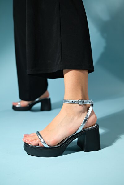 LuviShoes CERMEN Silver Women's Platform Heeled Sandals