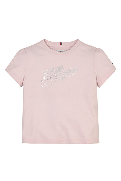 Tommy Hilfiger Printed Pink Women's T-Shirt Hilfiger Script Tee S/S
