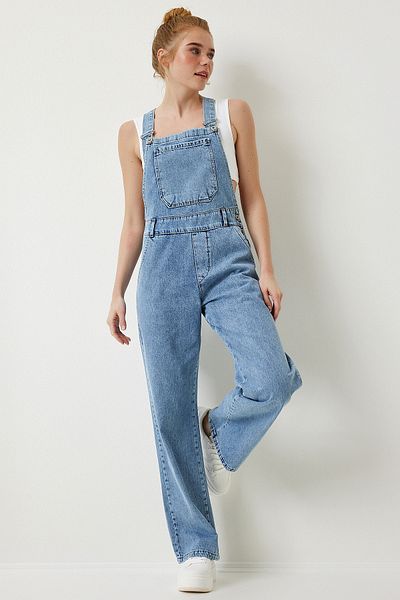 Lovelyİstanbul Light Blue Denim Gardener Jumpsuit - Strap Lrv0006