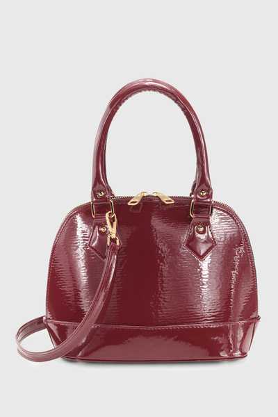 Housebags Geantă crossbody versatilă din piele lacuită roșie Claret 258
