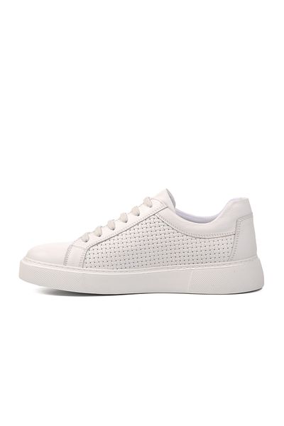 AYAKMOD 23651-2 Λευκά ανδρικά παπούτσια casual από γνήσιο δέρμα