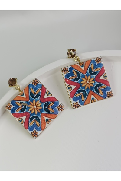 La fee aksesuar CERAMIC PATTERN POLYMER CLAY EARRING